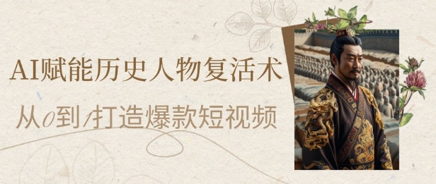 AI赋能历史人物复活术：从0到1打造爆款短视频，7天涨粉10W，小白也能月入过1W-玖哥网创