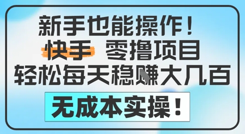 新手也能操作，快手零撸挣米，轻松每天挣2-5张，完全无成本-玖哥网创