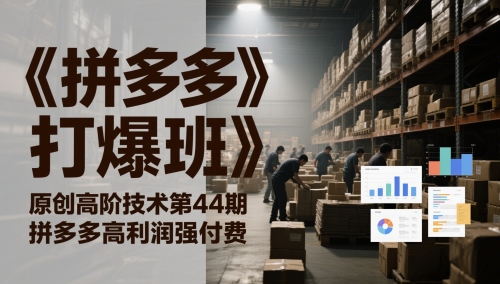 《拼多多打爆班》原创高阶技术第44期，拼多多高利润强付费-玖哥网创