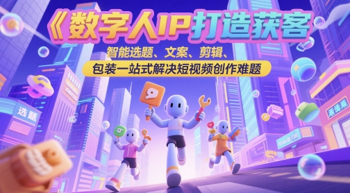 数字人IP打造获客变现实操课，智能选题、文案、剪辑、包装一站式解决短视频创作难题-玖哥网创