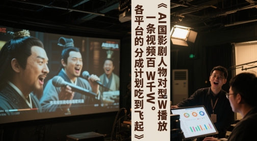 AI三国影视剧人物对口型唱歌玩法，一条视频百W千W播放，各平台的分成计划吃到飞起-玖哥网创