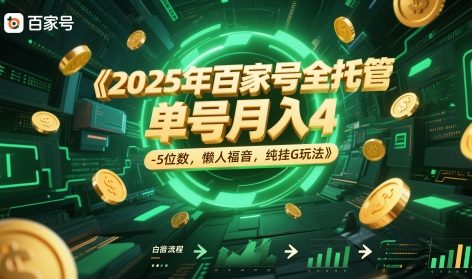 2025年百家号全托管，单号月入4-5位数，懒人福音，纯挂G玩法【揭秘】-玖哥网创