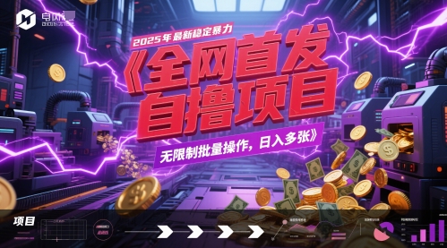 全网首发，2025年最新稳定暴力全自动自撸项目，无限制批量操作，日入多张【揭秘】-玖哥网创
