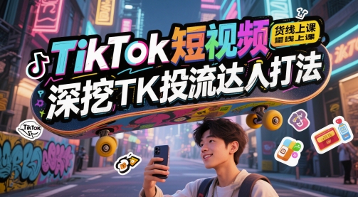 TikTok短视频带货线上课，深挖TK投流达人打法-玖哥网创