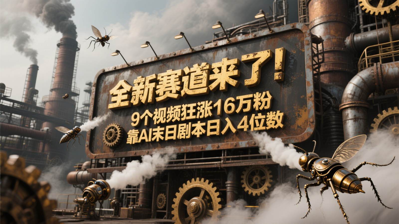 全新赛道来了！9个视频狂涨16万粉，靠AI末日剧本日入4位数，评论区爆肝追更！-玖哥网创