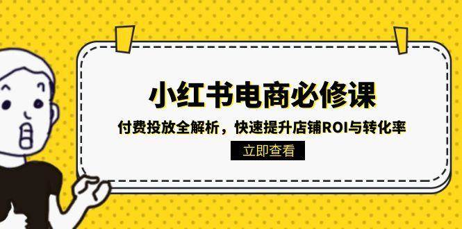 小红书电商必修课：付费投放全解析，快速提升店铺ROI与转化率-玖哥网创