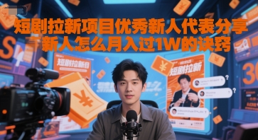 短剧拉新项目优秀新人代表分享新人怎么月入过1W的诀窍-玖哥网创