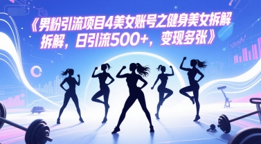 男粉引流项目4美女账号之健身美女拆解，日引流500+，变现多张-玖哥网创