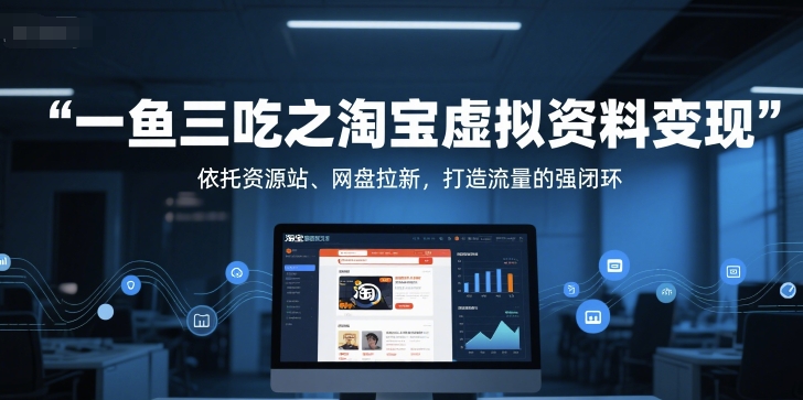 一鱼三吃之淘宝虚拟资料变现，依托资源站、网盘拉新，打造流量的强闭环-玖哥网创