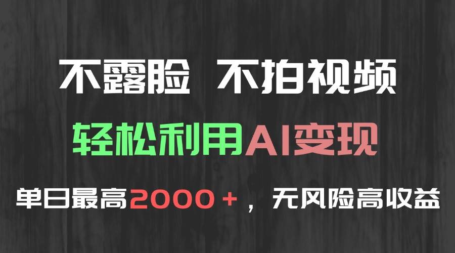 （15034期）不露脸，不拍视频，轻松利用AI变现，单日最高2000＋，无风险高利润-玖哥网创