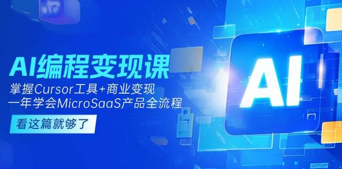 AI编程变现课：掌握Cursor工具+商业变现，一年学会MicroSaaS产品全流程-玖哥网创