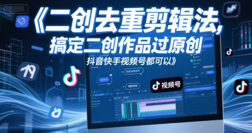 短视频二创去重剪辑法，搞定二创作品过原创，抖音快手视频号都可以-玖哥网创