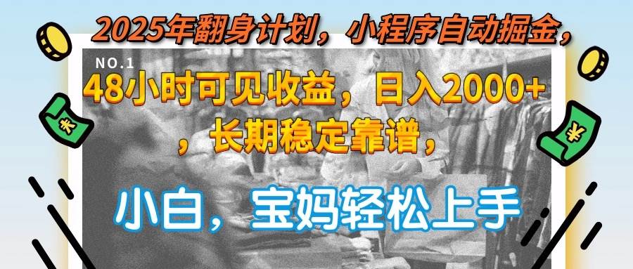 （15082期）2025年翻身计划，小程序自动掘金48小时可见收益，日入2000+，长期稳定…-玖哥网创