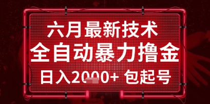 六月最新技术全自动暴力撸金，稳定日入2k+包起号，长期稳定【揭秘】-玖哥网创