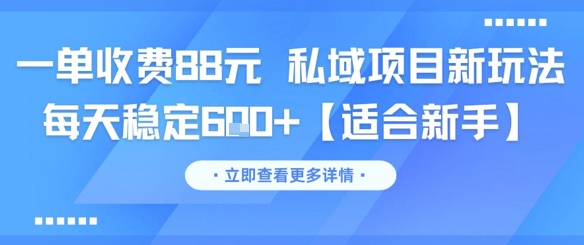 一单收费88元 私域项目新玩法 每天稳定6张+【适合新手】-玖哥网创