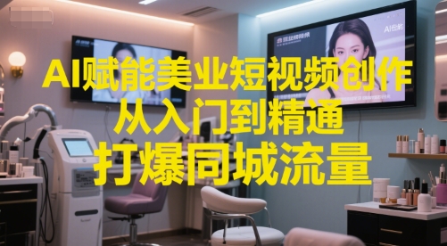 AI赋能美业短视频创作，从入门到精通，打爆同城流量，超级AI工具短视频实操落地-玖哥网创