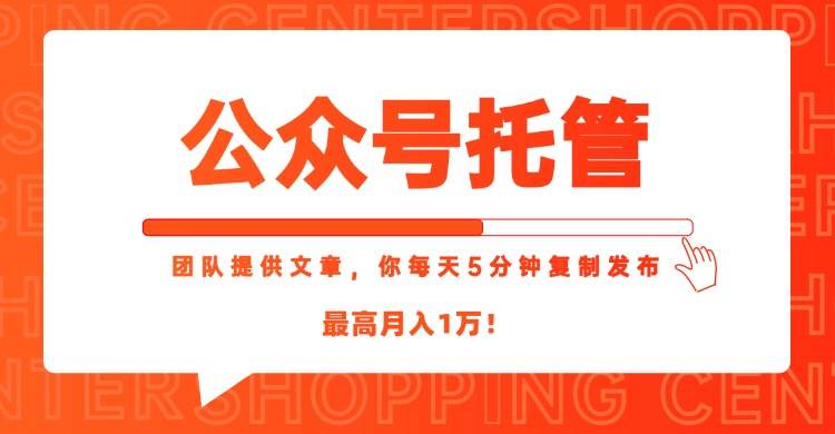 （15109期）【公众号托管 】我提供文章，你每天５分钟复制发布，最高月入1W-玖哥网创