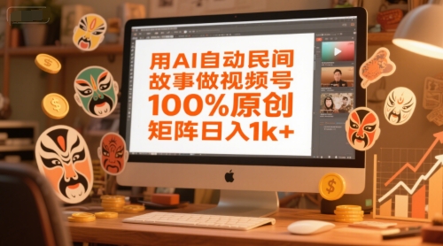 用AI自动民间故事做视频号，100%原创，矩阵日入1k+-玖哥网创