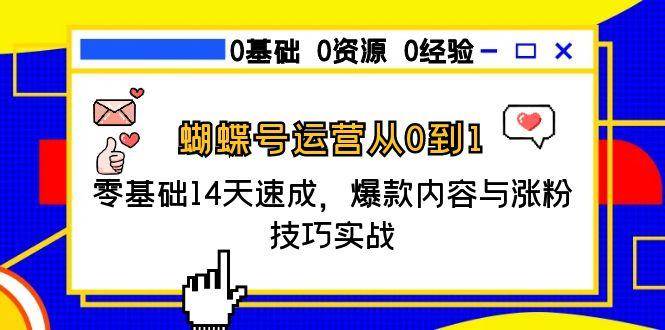 （15125期）蝴蝶号运营从0到1，零基础14天速成，爆款内容与涨粉技巧实战-玖哥网创