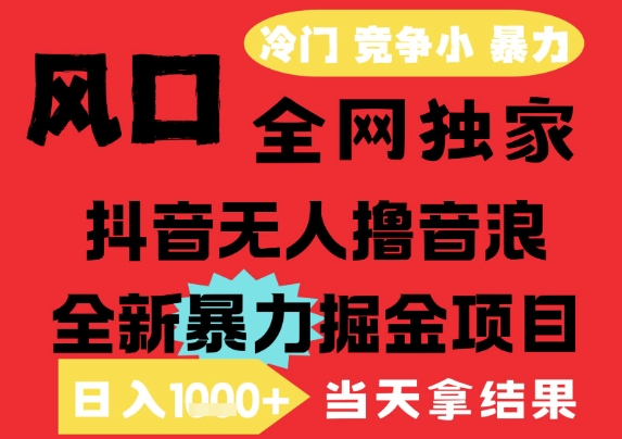 25年6月高爆抖音无人直播最新撸音浪掘金项目，解放双手小白可做，无脑日入1k+，门槛低【揭秘】-玖哥网创