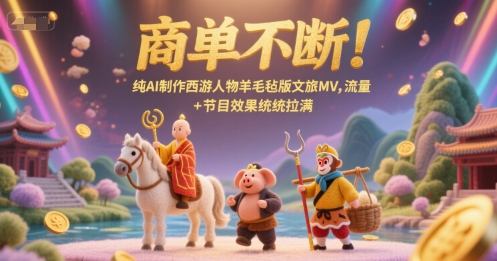 商单不断！纯AI制作西游人物羊毛毡版文旅MV，流量+节目效果统统拉满-玖哥网创