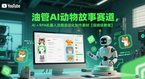 油管AI动物故事赛道，AI+RPA机器人流程自动化制作素材【保姆级教程】-玖哥网创