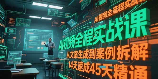 （15172期）AI视频全流程实战课，从文案生成到案例拆解，14天速成45天精通-玖哥网创