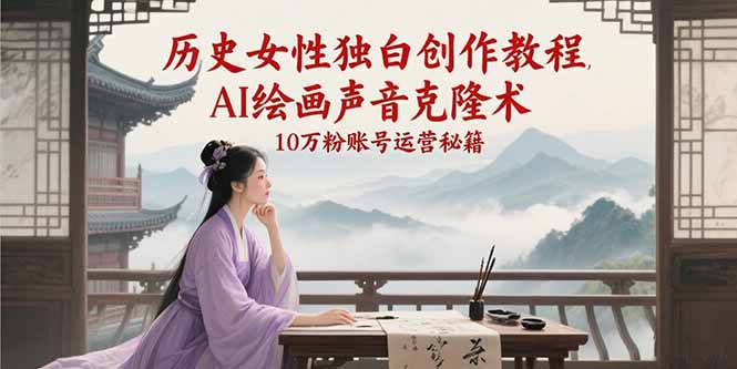 （15186期）历史女性独白创作教程，AI绘画声音克隆术，10万粉账号运营秘籍-玖哥网创