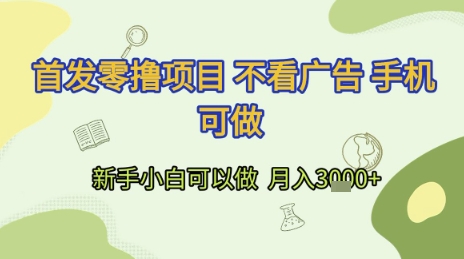 首发零撸项目 不看广告 手机可做 新手小白可以做  月入3k+【揭秘】-玖哥网创