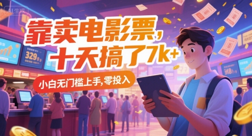 靠卖电影票，十天搞了7k+，小白无门槛上手，零投入【揭秘】-玖哥网创