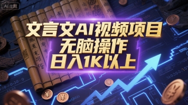 文言文AI视频项目，无脑操作，日入1K以上-玖哥网创