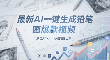 最新AI一键生成铅笔画爆款视频，多平台分发，日 入1k+，小白轻松上手【揭秘】-玖哥网创