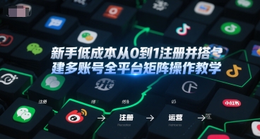 新手低成本从0到1注册并搭建多账号全平台矩阵操作教学，手机号-邮箱-IP-工具-玖哥网创