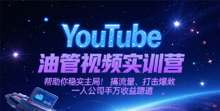 YouTube油管视频实训营，帮助你稳入局、搞流量、打爆款，一人公司千万收益赛道-玖哥网创