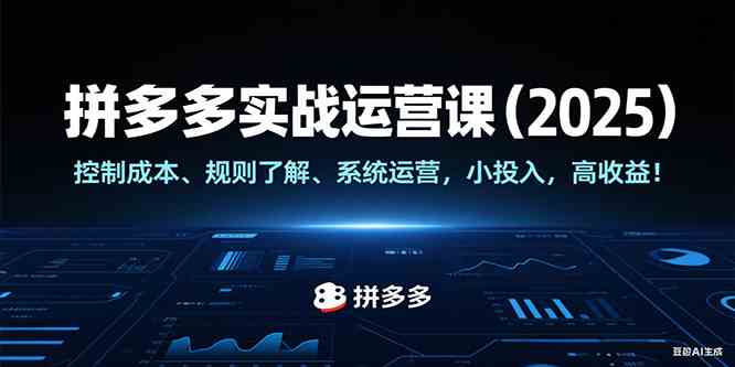 拼多多实战运营课（2025），控制成本、规则了解、系统运营，小投入，高收益！-玖哥网创