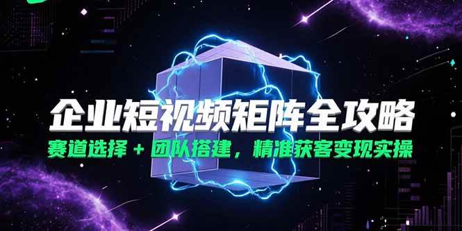 （15242期）企业短视频矩阵全攻略，赛道选择+团队搭建，精准获客变现实操-玖哥网创