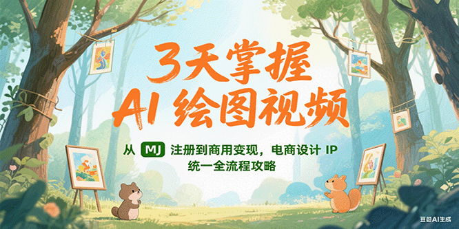 3天掌握AI绘图视频，从MJ 注册到商用变现，电商设计IP统一全流程攻略-玖哥网创