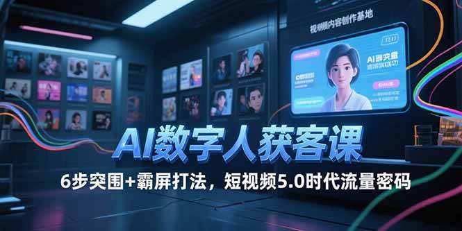 （15247期）AI数字人获客课，6步突围+霸屏打法，短视频5.0时代流量密码-玖哥网创