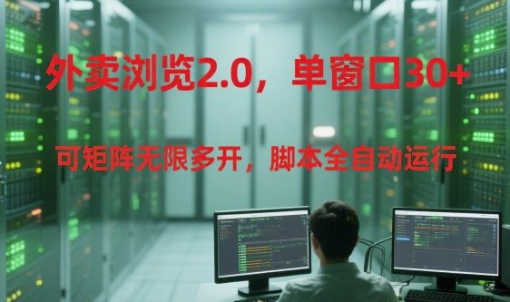 外卖浏览2.0，单窗口30+可矩阵无限多开，脚本全自动运行【揭秘】-玖哥网创