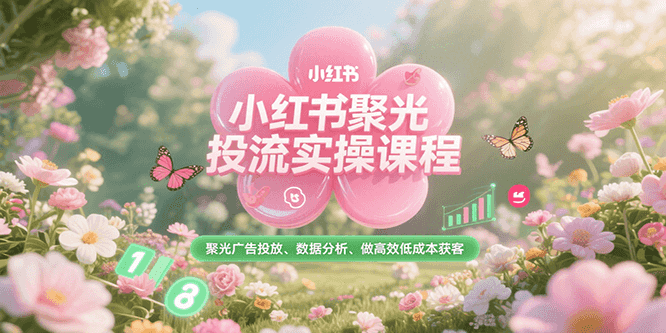 小红书聚光投流实操课程，聚光广告投放、数据分析、做高效低成本获客-玖哥网创
