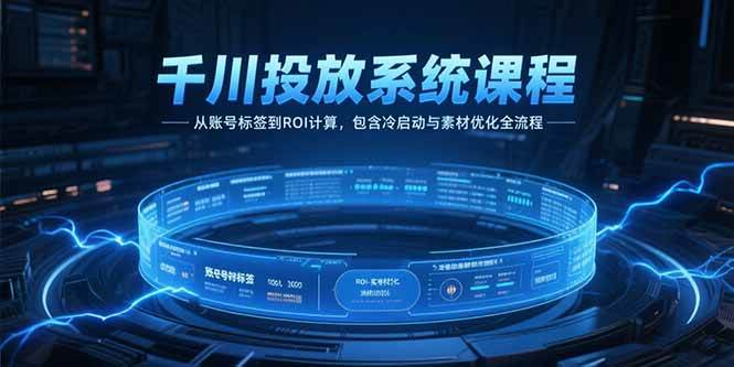 （15263期）千川投放系统课程，从账号标签到ROI计算，包含冷启动与素材优化全流程-玖哥网创