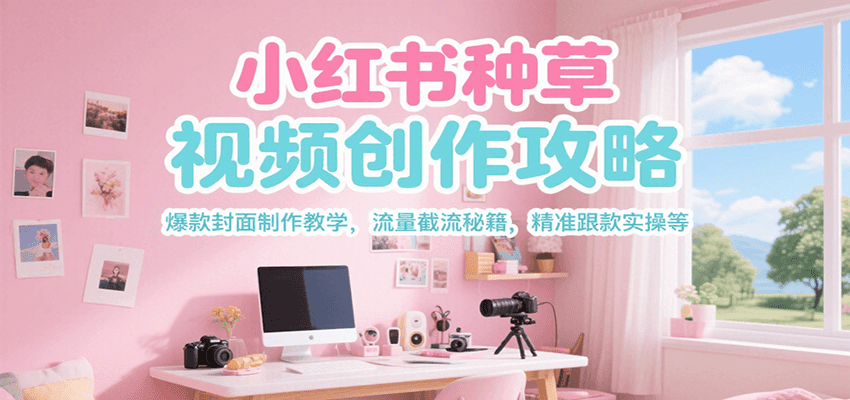 小红书种草视频创作攻略，爆款封面制作教学 ，流量截流秘籍 ，精准跟款实操等-玖哥网创