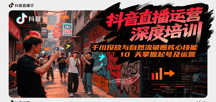 抖音直播运营深度培训，千川投放与自然流核心技能，10天掌握起号及运营(6-7月新课)-玖哥网创