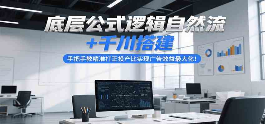 底层公式逻辑自然流+千川搭建，手把手教精准打正投产比实现广告效益最大化！-玖哥网创