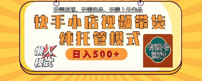 快手小店托管代运营，无需剪辑，无需选品，无需上传作品，全程无需操作，轻松月入5k+【揭秘】-玖哥网创