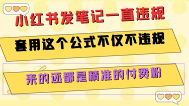 小红书发笔记一直违规，套用这个公式不仅不违规，来的还都是精准的付费粉-玖哥网创